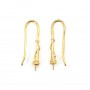 Crochet boucles d'oreilles pour perles semi percé plaquée par "flash" or sur laiton 26mm x 4pcs