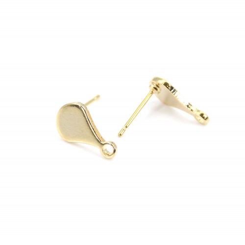Clous d'oreilles 8x13mm, plaqué par"flash" or sur laiton x 2pcs 