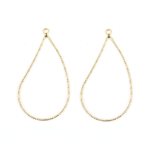 Charm in the shape of a drop, plated by "flash" gold on brass, x 4pcs