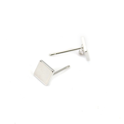 Clous d'oreilles carré 6mm, doré sur laiton x 2pcs 