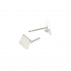 Clous d'oreille carré 6mm, plaqué par "flash" or sur laiton x 2pcs 