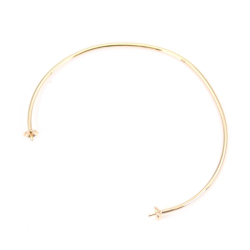 Bracelet jonc avec 2 anneaux plaqué par "flash" or sur laiton 60mm x 1pc