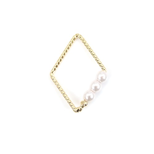 Round pendant 18mm, plated by "flash" gold brass with pearls x 1pc