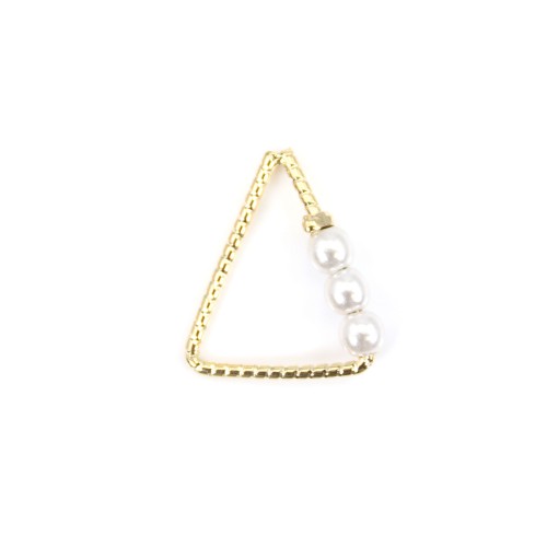 Intercalaire breloque en forme triangulaire 13x15mm, plaqué par "flash" or sur laiton avec perle nacré x 2pcs 