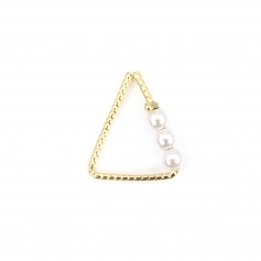 Intercalaire breloque en forme triangulaire 13x15mm, plaqué par "flash" or sur laiton avec perle nacré x 2pcs 