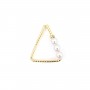 Intercalaire breloque en forme triangulaire 13x15mm, doré sur laiton avec perle nacré x 2pcs 