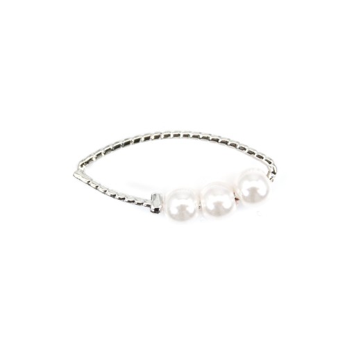 Intercalaire breloque en forme ovale 10x20mm, plaqué par "flash" or sur laiton avec perle nacré x 2pcs