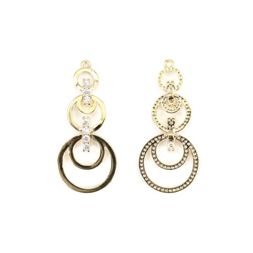 Pendentif cercles avec zirconium dorée sur laiton x 1pc
