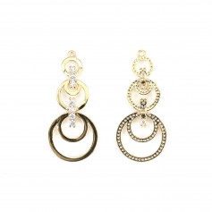 Pendentif cercles avec zirconium dorée sur laiton x 1pc