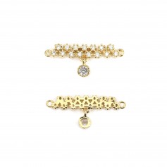 Intercalaire 24mm avec zirconium , doré sur laiton x 1pc