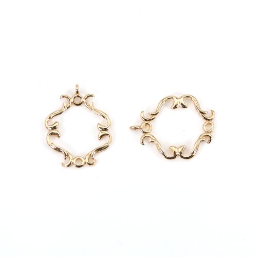 Pendant by "flash" gold on brass 14.7x18.5mm x 4pcs