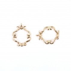 Pendentif ajouré doré sur laiton 14.7x18.5mm x 4pcs