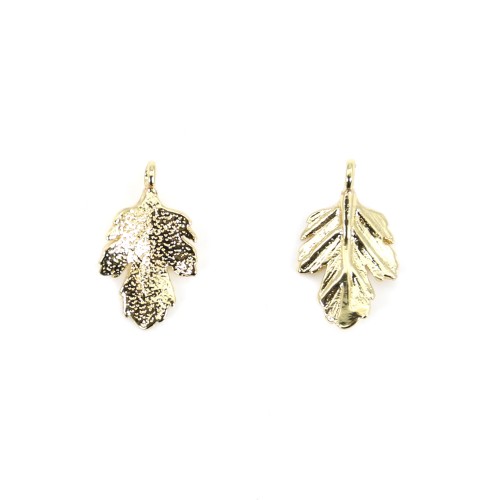 Leaf charm by "flash" gold on brass  8.2x14mm x 5pcs