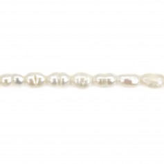 Perle de culture d'eau douce, blanche, olive/irrégulière 2.5-3mm x 35cm