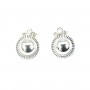 Clip d'oreilles rond décoré 12mm argent 925 x 2pcs