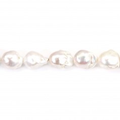 Perla coltivata d'acqua dolce, bianca, barocca, 12-14 mm, Ax 38 cm