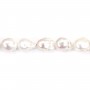 Perle de culture d'eau douce, blanche, baroque, 12-14mm, Ax 38cm