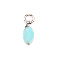 Breloque Saphir ovale facetté 4x6mm - Argent Rhodié  x 1pc