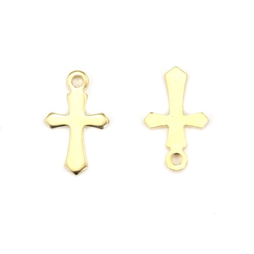 Breloque croix par "flash" or sur laiton 7x11mm x 10pcs