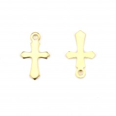Breloque croix par "flash" or sur laiton 7x11mm x 10pcs