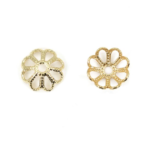 Coupelle en fleur Plaquée par "flash" or sur laiton 8mm x 10pcs