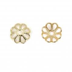 Coupelle en fleur dorée sur laiton 8mm x 10pcs