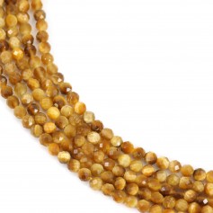 Oeil de tigre gold, de forme ronde facetté, de taille 4mm x 39cm
