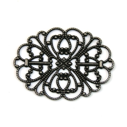 Estampe ovale ajouré noir 34x26mm x 1pc