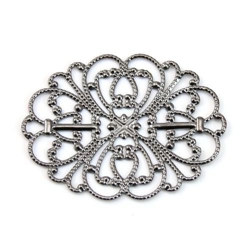 Estampe ovale ajouré argent vielli 34x26mm x 1pc