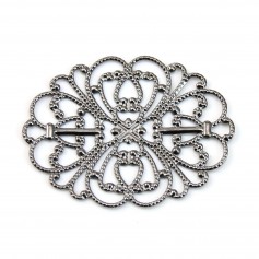 Estampe ovale ajouré argent vielli 34x26mm x 1pc
