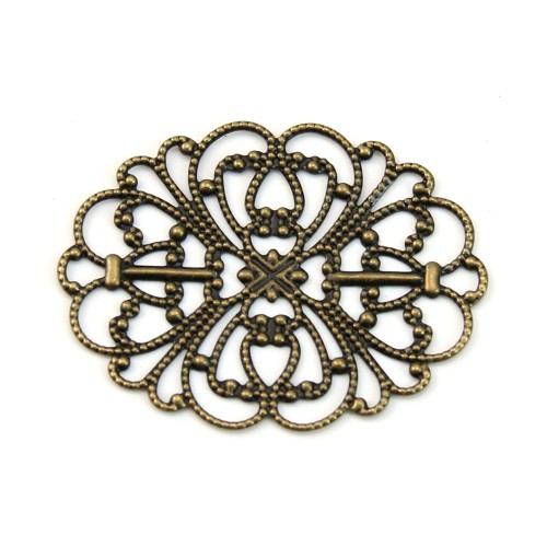 Estampe ovale ajouré bronze 34x26mm x 1pc