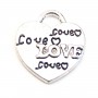 Breloque coeur & love argenté 22x24mm x 1pc