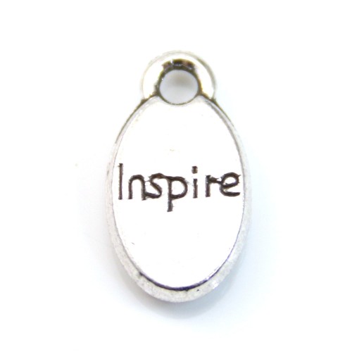 Breloques message inspire argenté 9x15mm x 4pcs