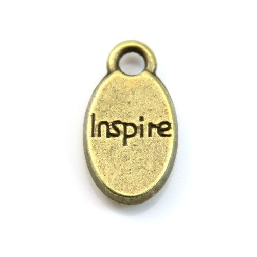 Charms message inspire bronze 9x15mm x 4pcs