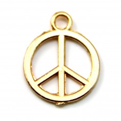Breloque en peace & love doré 12mm x 4pcs  