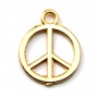 Breloque en peace & love doré 12mm x 4pcs  