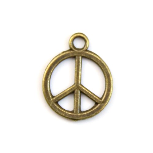 Peace & love charm bronze  tone 12mm x 4pcs