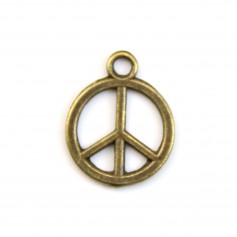 Breloque en peace & love bronze 12mm x 4pcs  