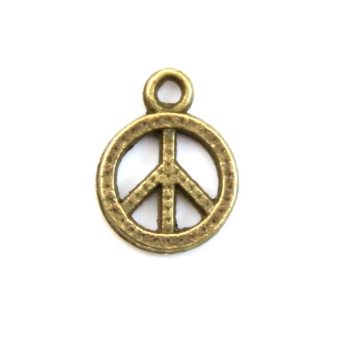 Breloque en peace & love bronze 8.5mm x 4pcs  