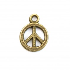 Breloque en peace & love bronze 8.5mm x 4pcs  