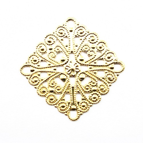 Square Filigreed gold tone 28mm x 1pc