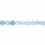 Aigue marine ronde facette 4mm x 40cm