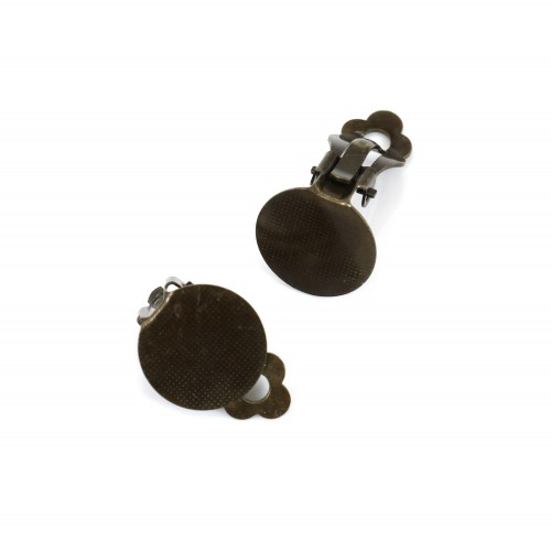 Clip support à coller, de couleur laiton, pour cabochon de 15mm x 8pcs