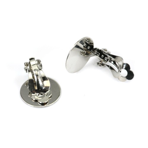 Clip support pour cabochon de 18mm à coller, couleur argent vieilli x 8pcs