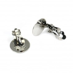 Clip support pour cabochon de 18mm à coller, couleur argent vieilli x 8pcs