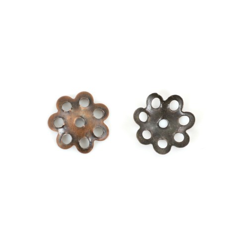 Coupelle en métal de couleur cuivre, en forme de fleur, 8mm x 40pcs
