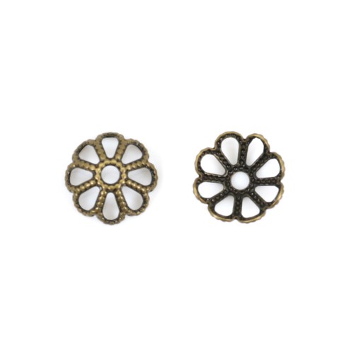 Coupelle en fleur bronze vielli  8mm x 20pcs