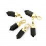 Colgante Punta de Onix Negro - Dorado con oro fino - 6x16mm x 1pc