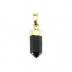 Colgante Punta de Onix Negro - Dorado con oro fino - 6x16mm x 1pc