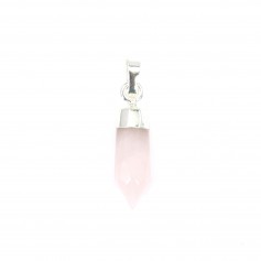 Ciondolo a punta di quarzo rosa - Argento - 6x16mm x 1pc